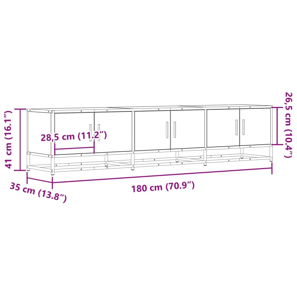 vidaXL Mueble de TV madera de ingeniería negro 180x35x41 cm