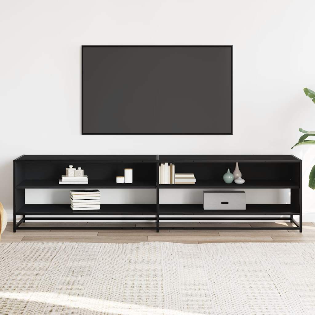 vidaXL Mueble de TV madera de ingeniería negro 180,5x40x46 cm