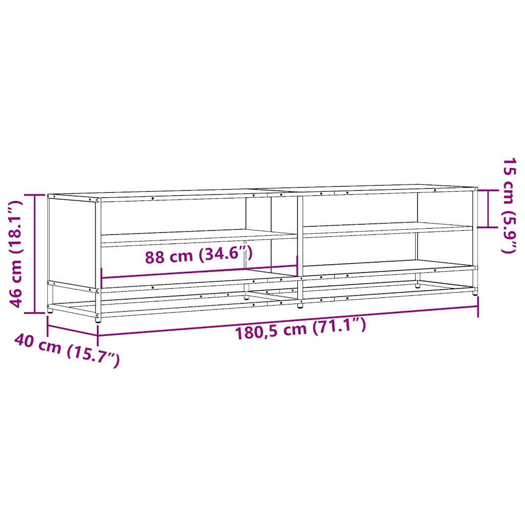 vidaXL Mueble de TV madera de ingeniería negro 180,5x40x46 cm