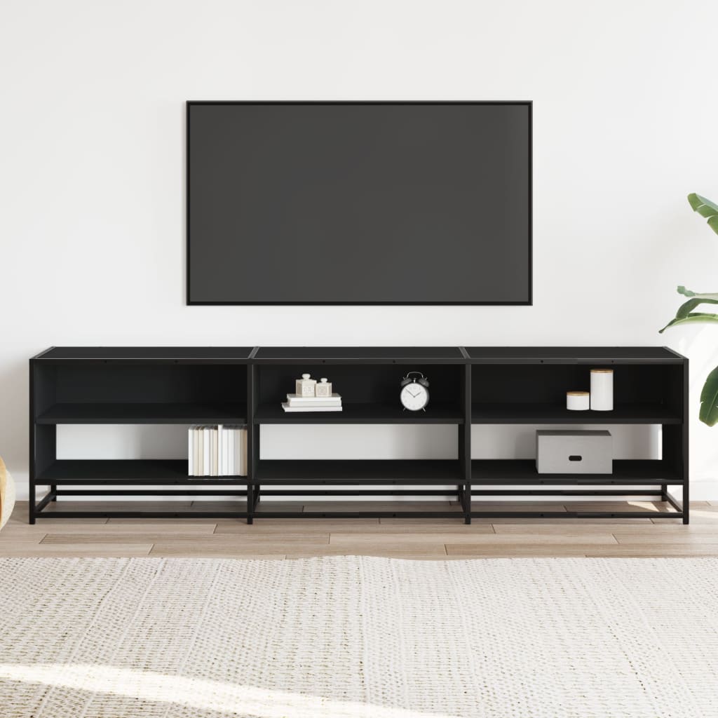 vidaXL Mueble de TV madera de ingeniería negro 180x40x46 cm