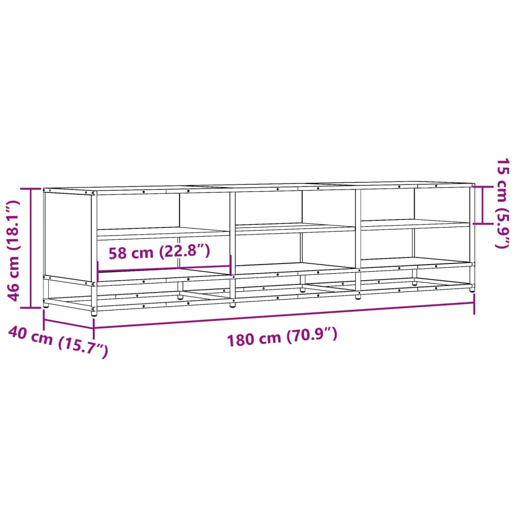 vidaXL Mueble de TV madera de ingeniería negro 180x40x46 cm