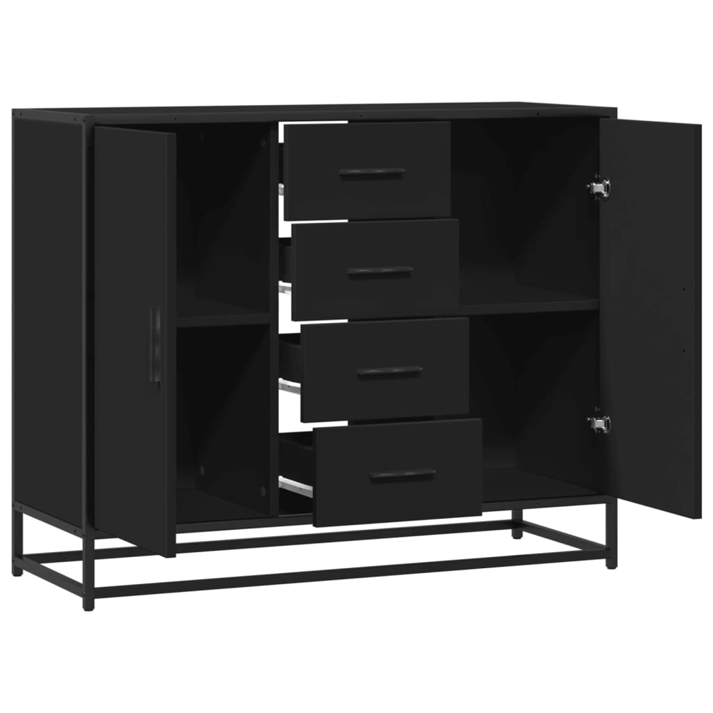 vidaXL Aparador de madera de ingeniería negro 92x35x76 cm