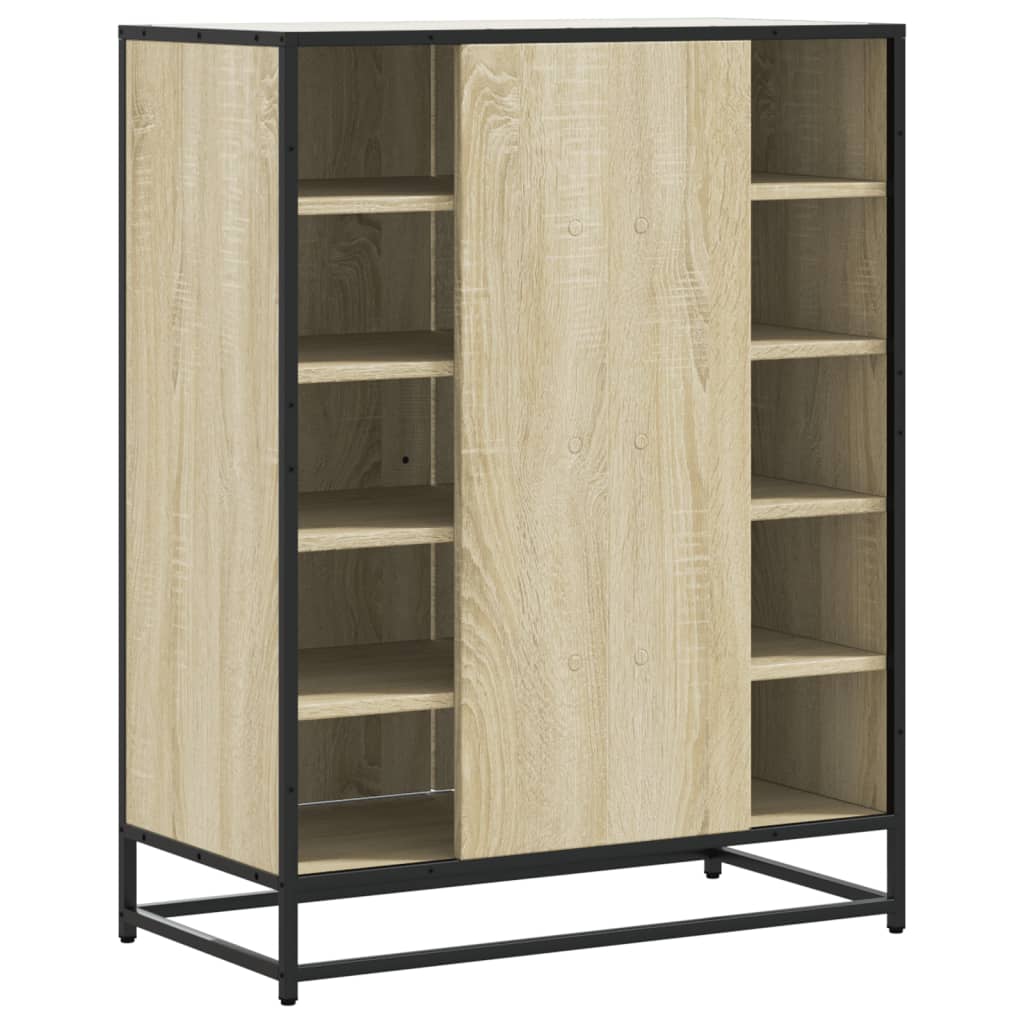 vidaXL Zapatero de madera y metal roble Sonoma 75x38x97,5 cm