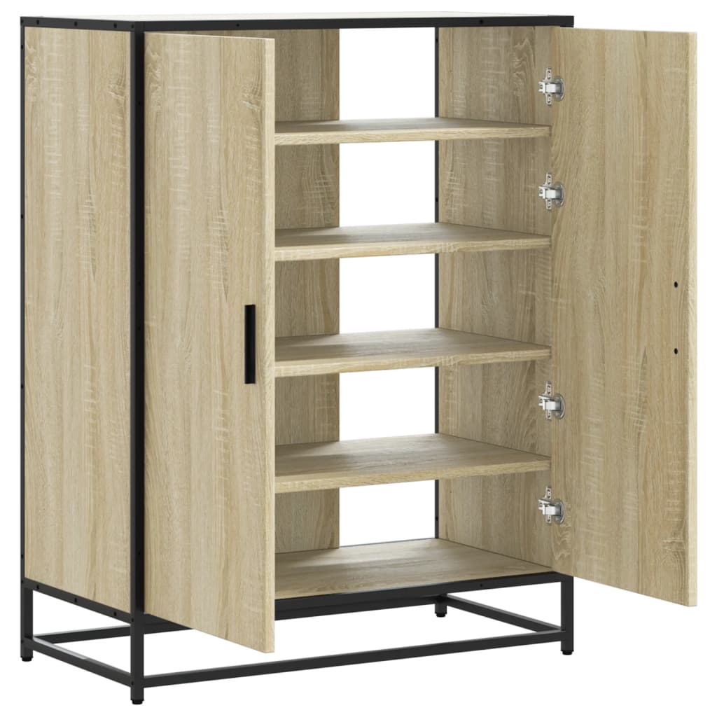 vidaXL Zapatero de madera y metal roble Sonoma 75x38x97,5 cm