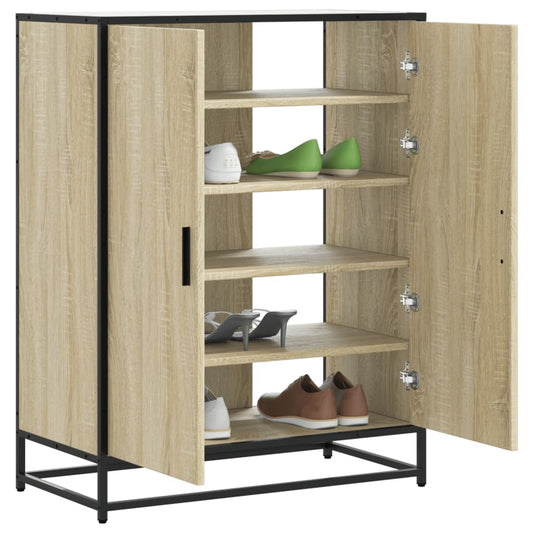 vidaXL Zapatero de madera y metal roble Sonoma 75x38x97,5 cm