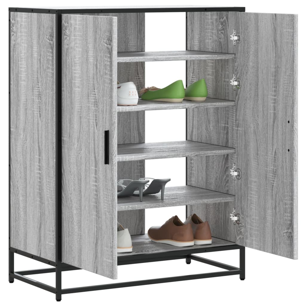 vidaXL Zapatero madera de ingeniería y metal gris Sonoma 75x38x97,5 cm