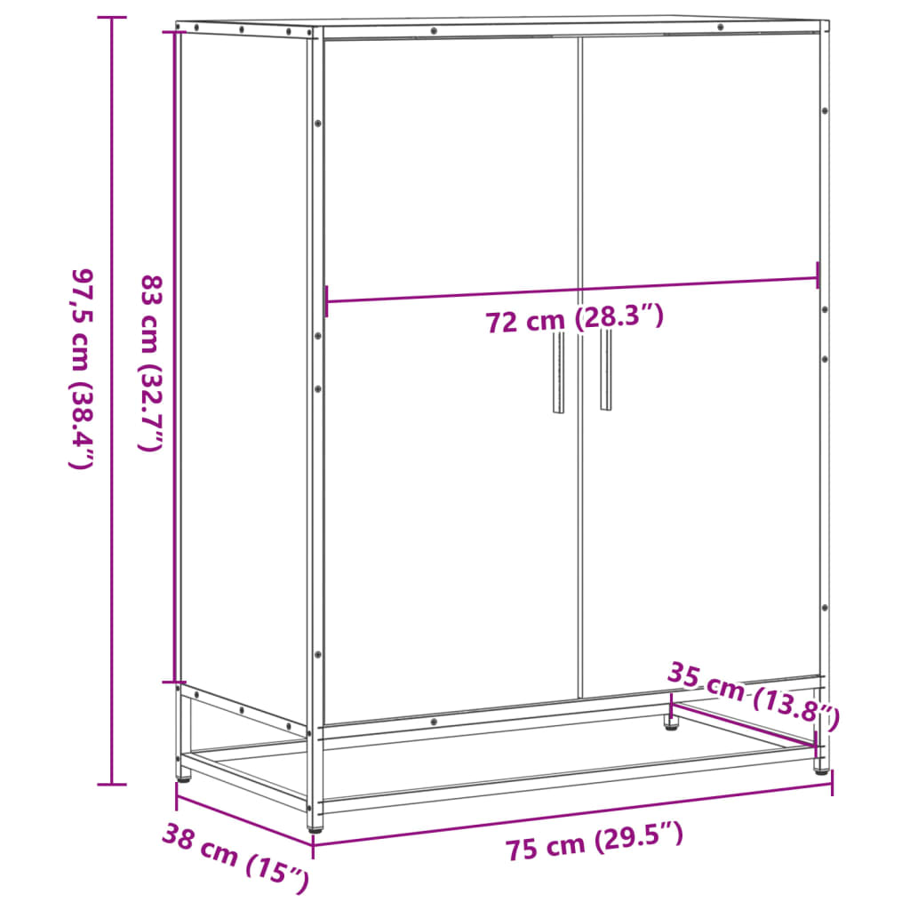 vidaXL Zapatero de madera y metal marrón roble 75x38x97,5 cm