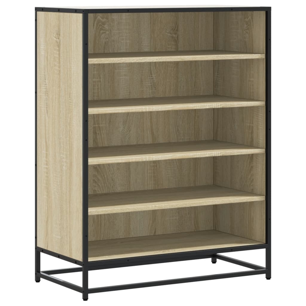 vidaXL Zapatero de madera y metal roble Sonoma 75x38x97,5 cm