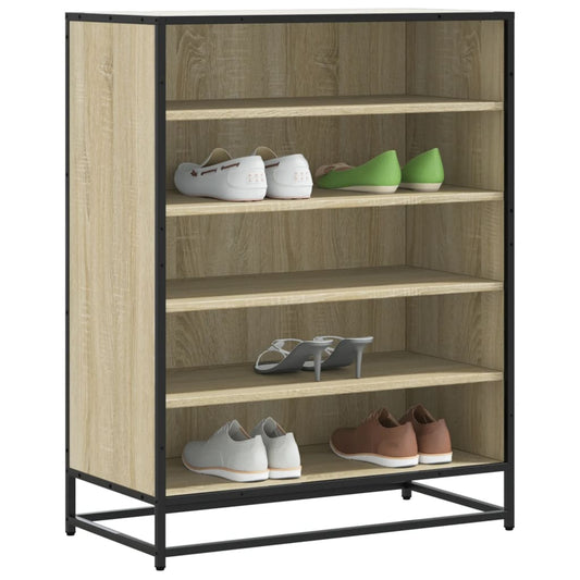 vidaXL Zapatero de madera y metal roble Sonoma 75x38x97,5 cm