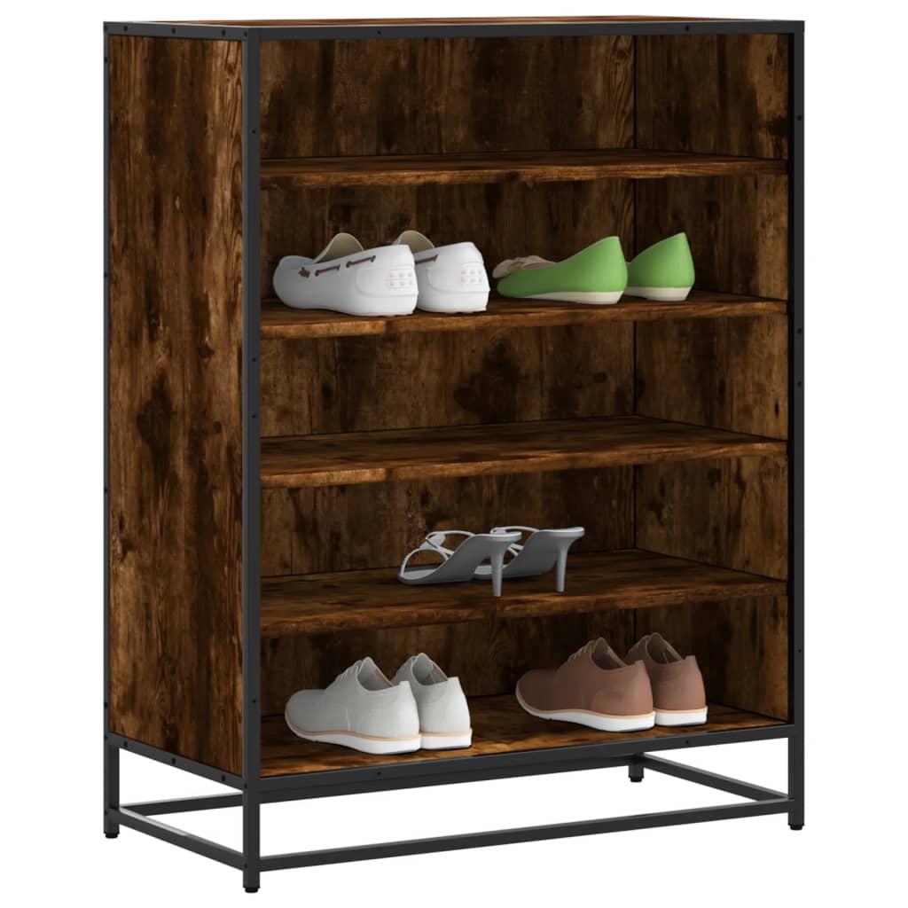 vidaXL Zapatero de madera y metal roble ahumado 75x38x97,5 cm