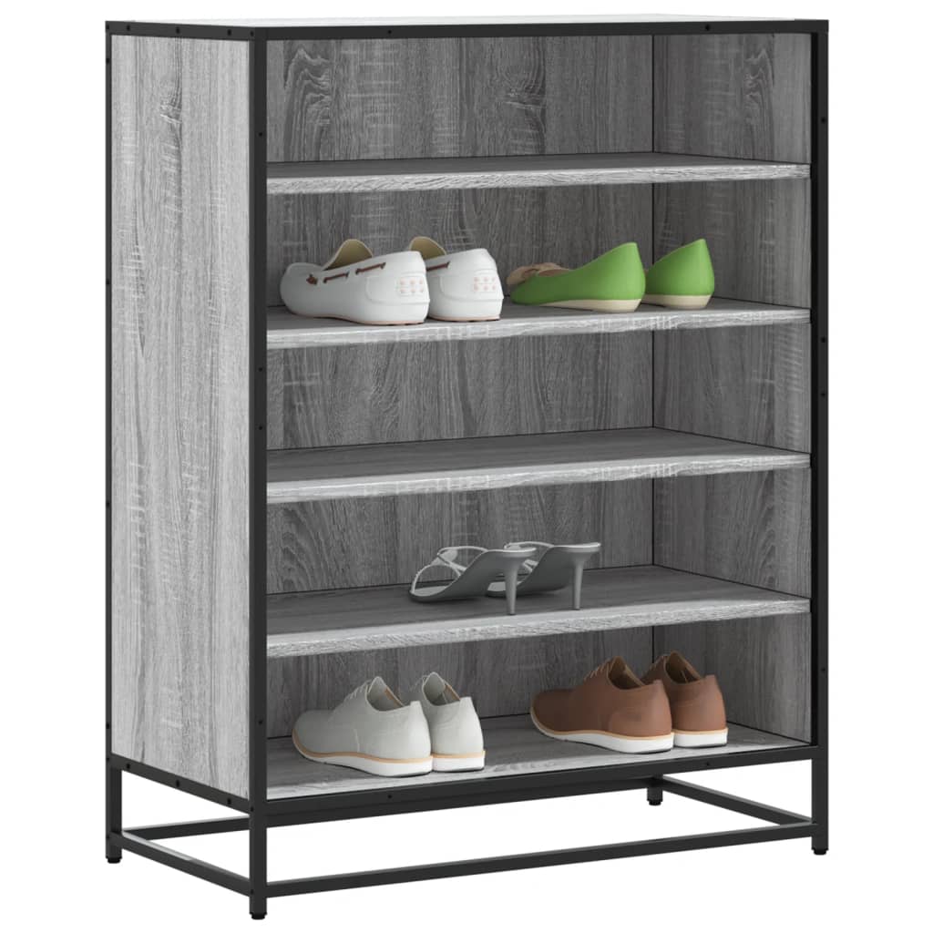 vidaXL Zapatero madera de ingeniería y metal gris Sonoma 75x38x97,5 cm