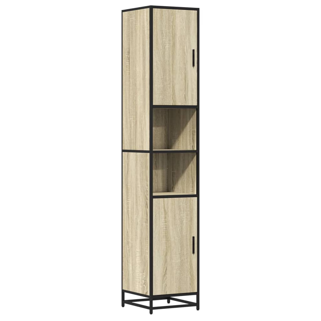 vidaXL Armario de baño madera y metal roble Sonoma 35x37,5x188,5 cm