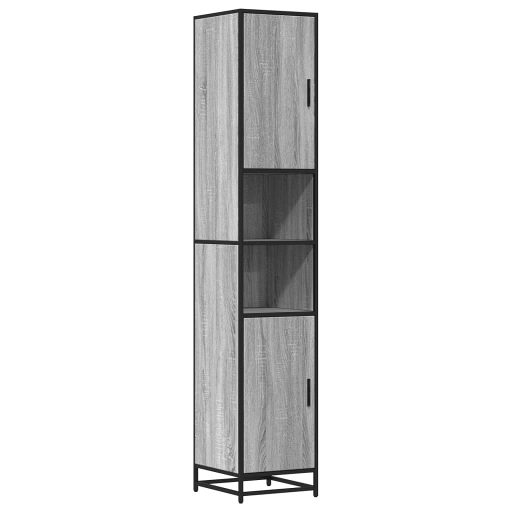 vidaXL Armario de baño madera y metal gris Sonoma 35x37,5x188,5 cm