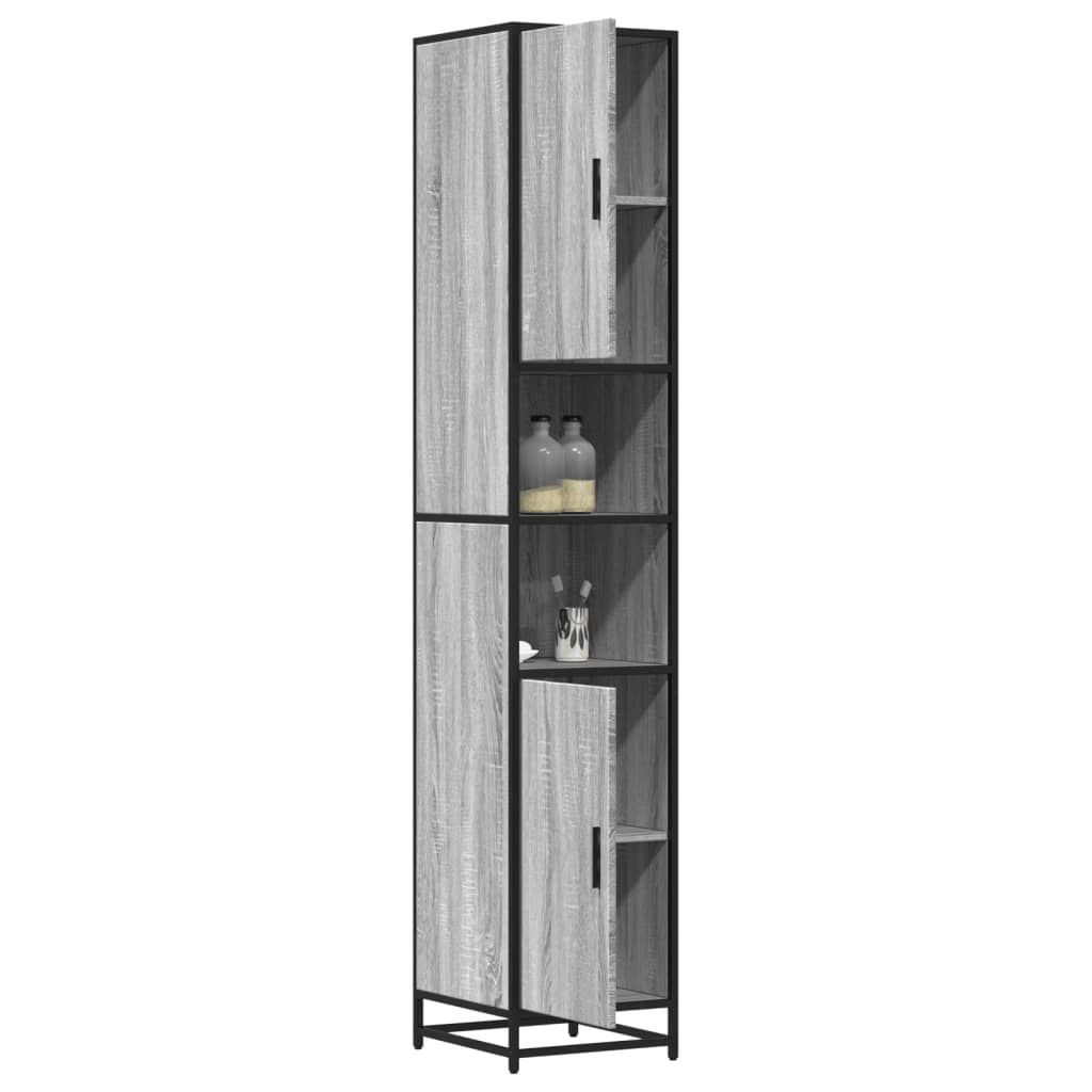 vidaXL Armario de baño madera y metal gris Sonoma 35x37,5x188,5 cm