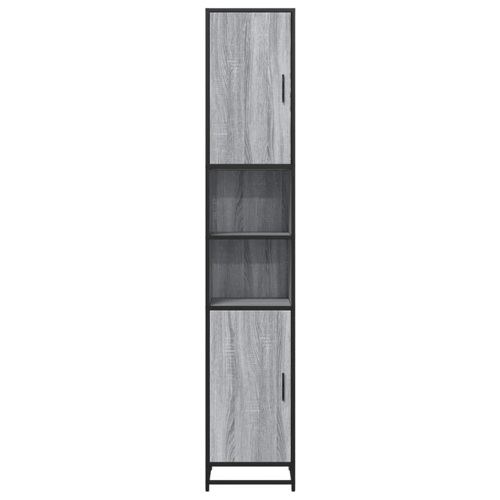 vidaXL Armario de baño madera y metal gris Sonoma 35x37,5x188,5 cm