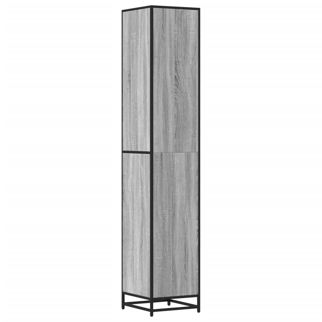 vidaXL Armario de baño madera y metal gris Sonoma 35x37,5x188,5 cm