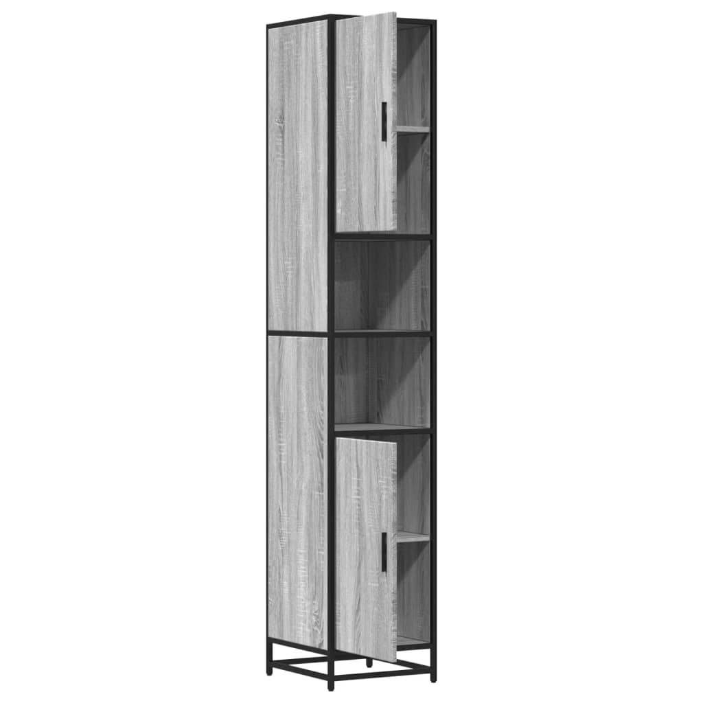 vidaXL Armario de baño madera y metal gris Sonoma 35x37,5x188,5 cm