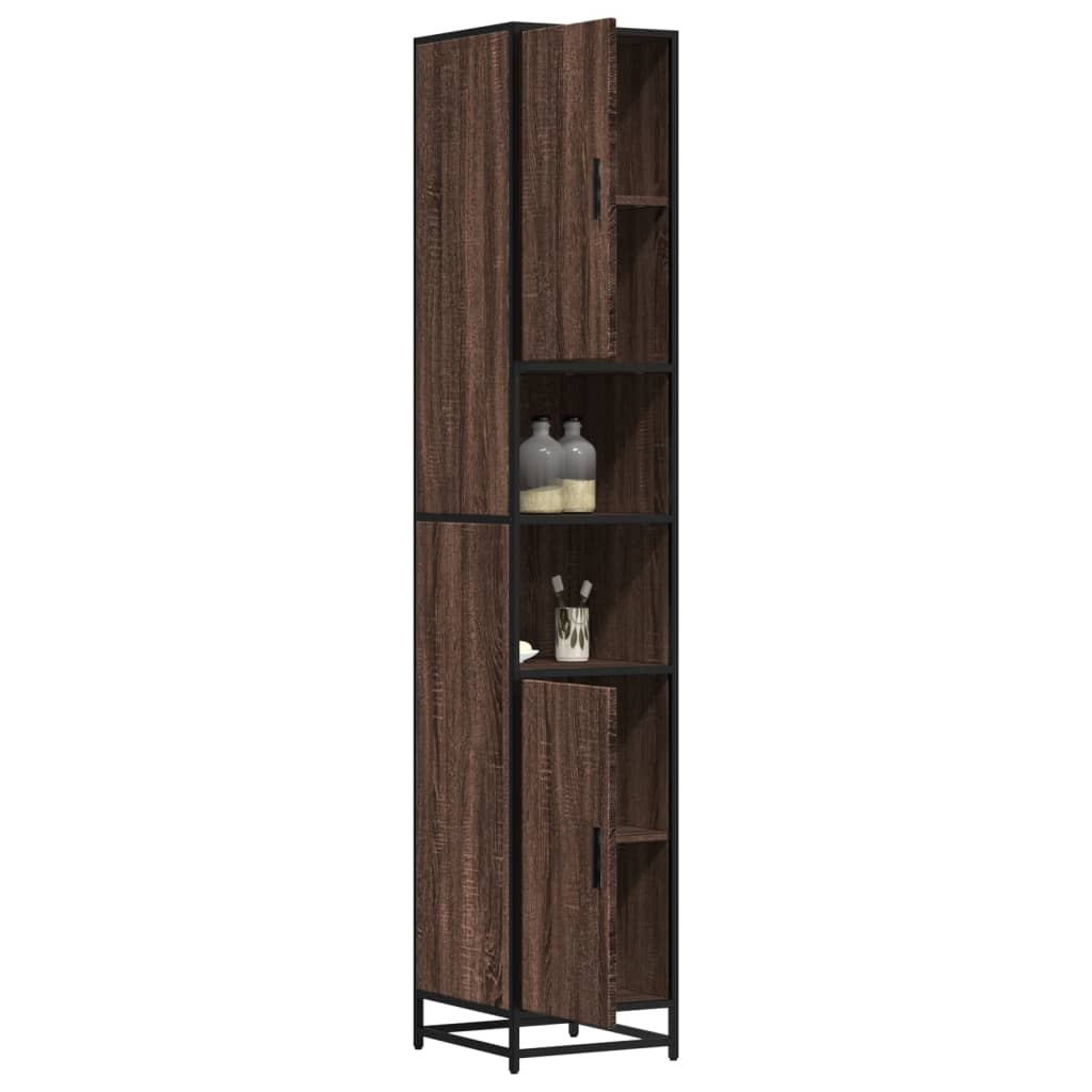 vidaXL Armario de baño madera y metal marrón roble 35x37,5x188,5 cm