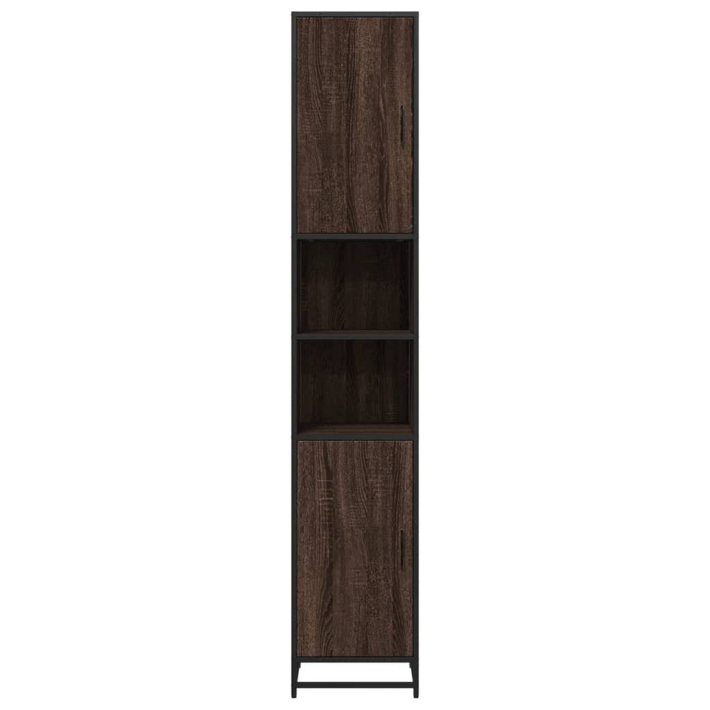 vidaXL Armario de baño madera y metal marrón roble 35x37,5x188,5 cm