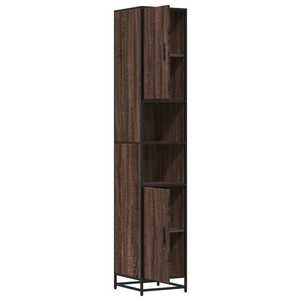 vidaXL Armario de baño madera y metal marrón roble 35x37,5x188,5 cm