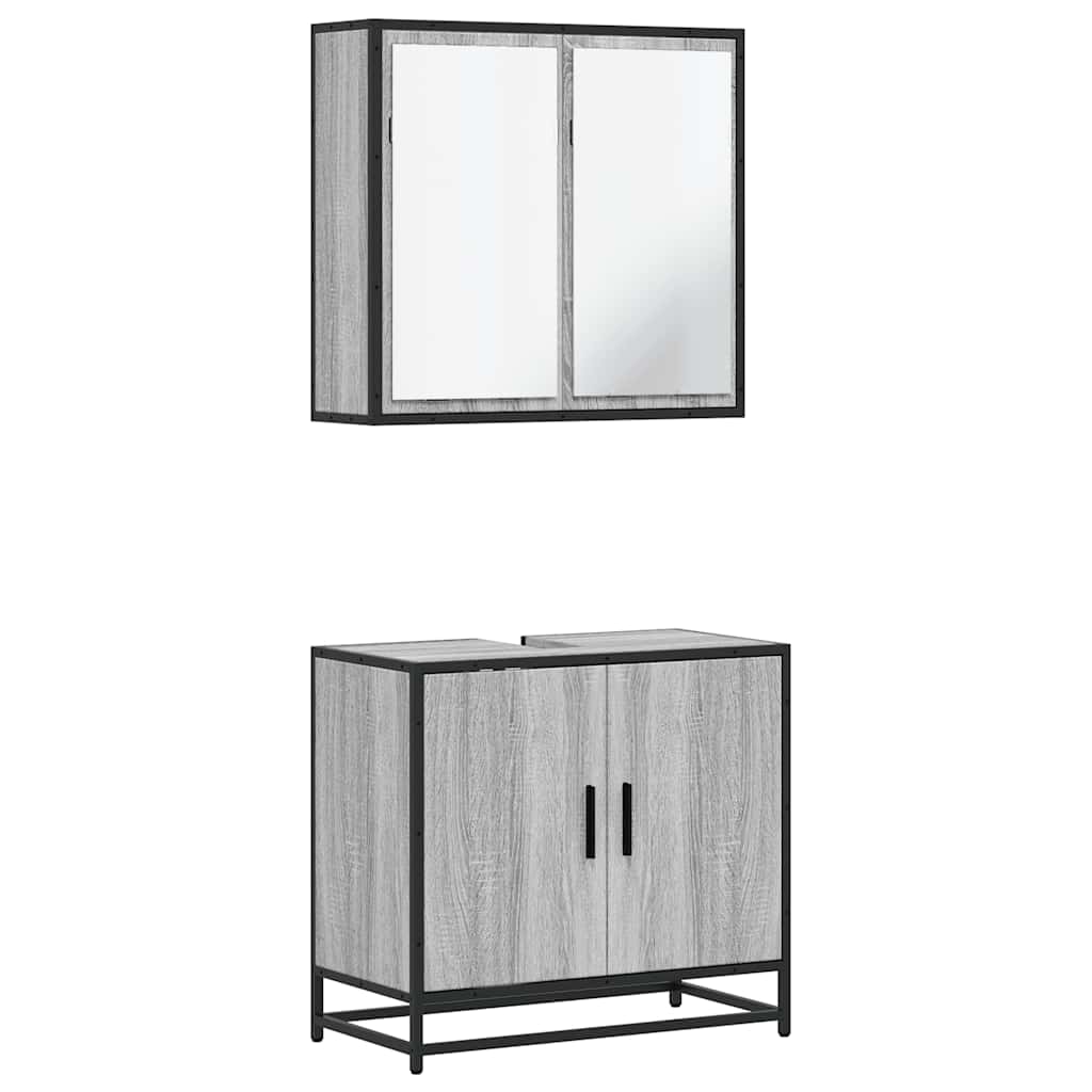 vidaXL Set de muebles de baño 2 pzas madera contrachapada gris sonoma