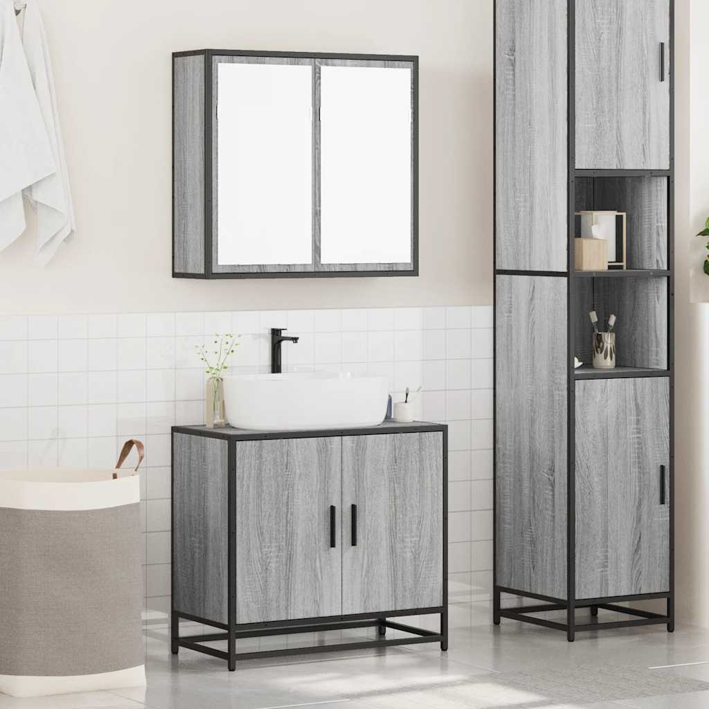 vidaXL Set de muebles de baño 2 pzas madera contrachapada gris sonoma