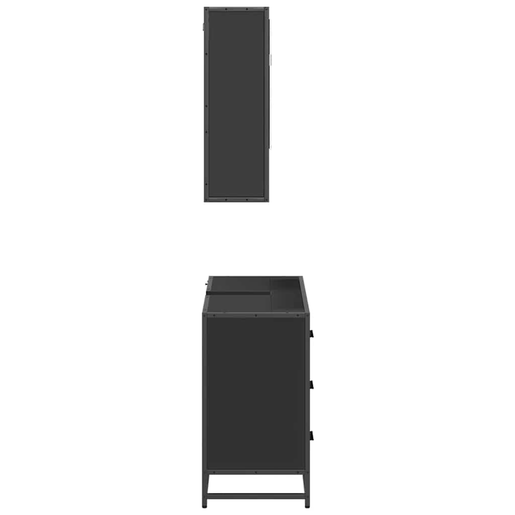 vidaXL Juego de muebles de baño 2 pzas madera contrachapada negro