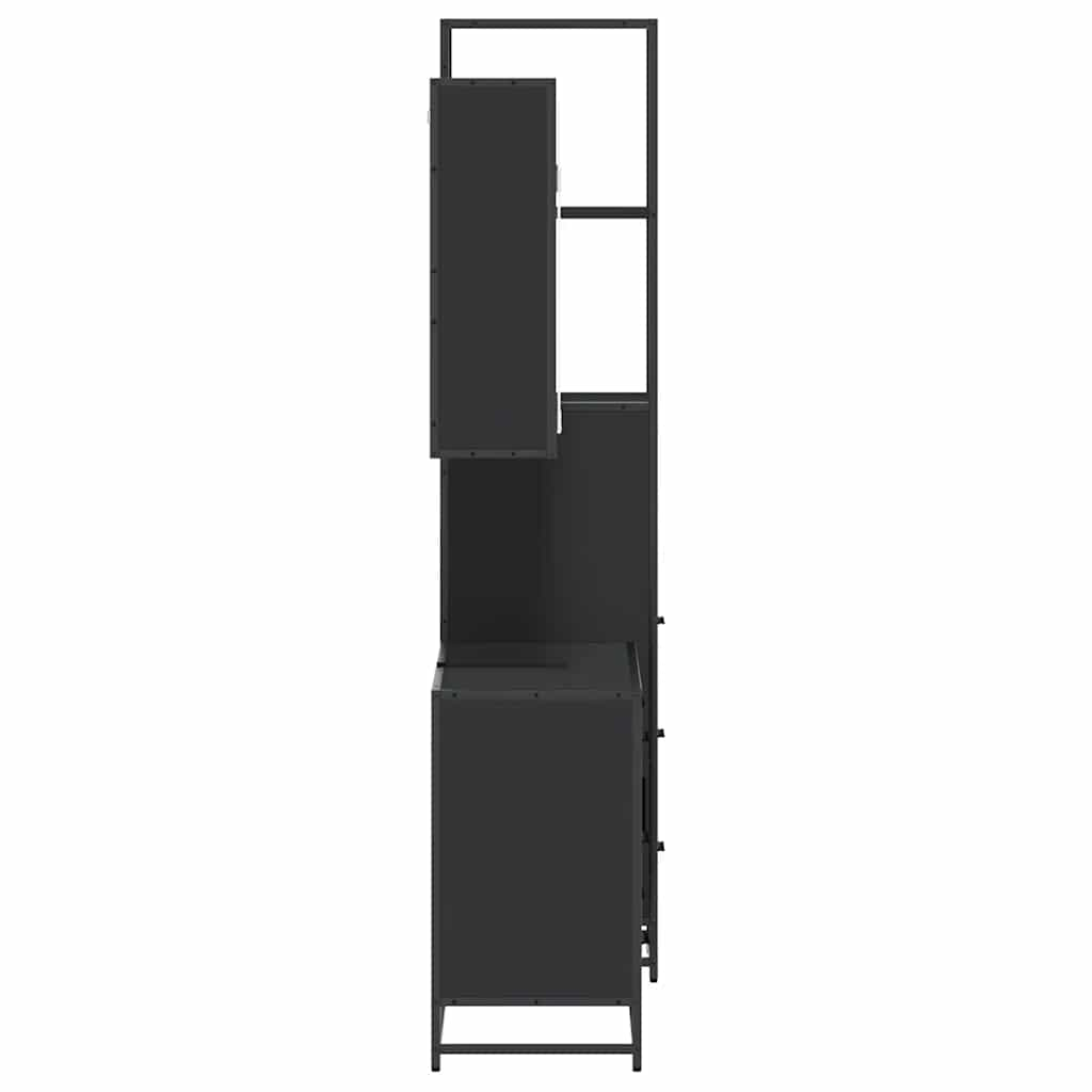 vidaXL Juego de muebles de baño 3 pzas madera contrachapada negro