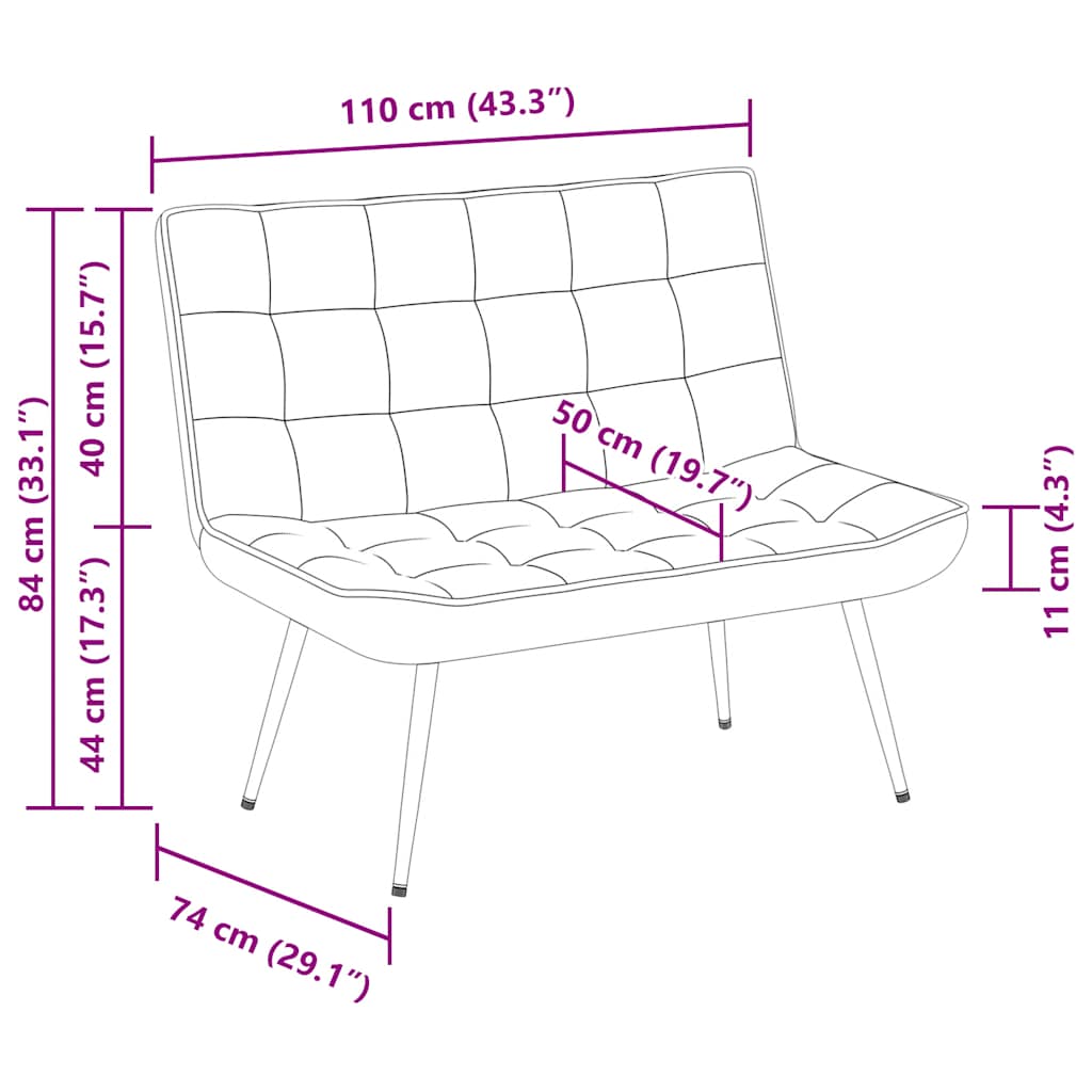 vidaXL Banco de terciopelo gris claro 110x74x84 cm