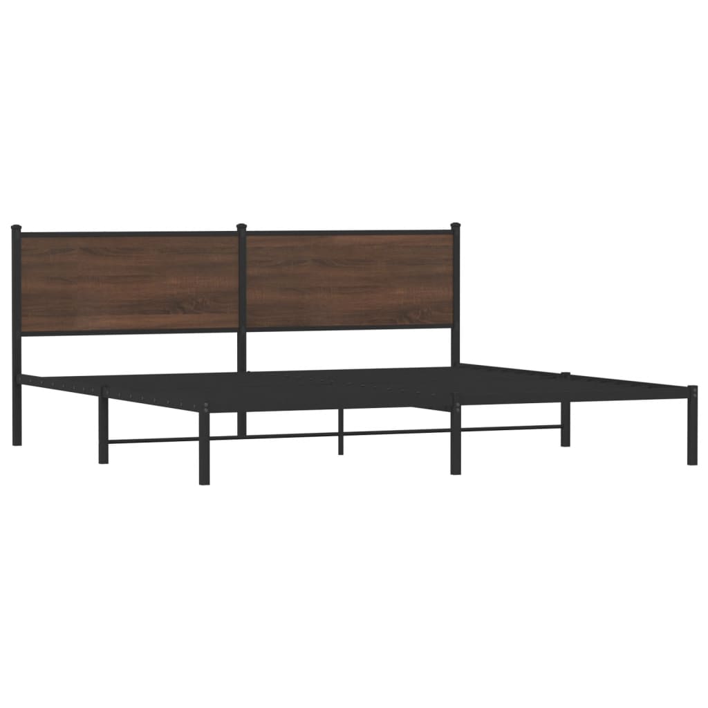 vidaXL Estructura de cama sin colchón metal roble marrón 200x200 cm