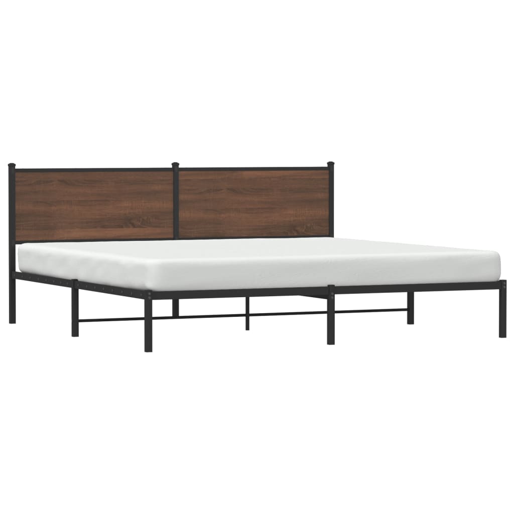 vidaXL Estructura de cama sin colchón metal roble marrón 200x200 cm