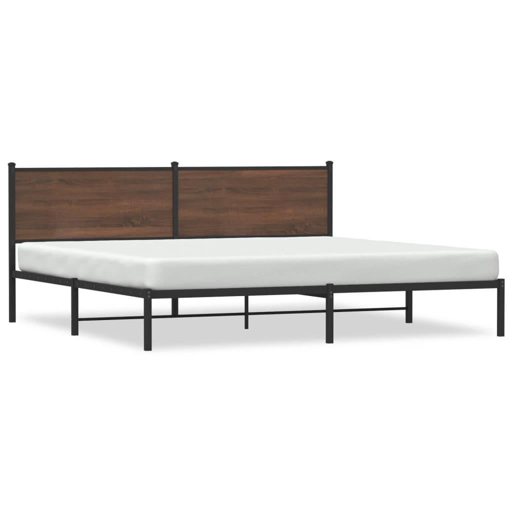 vidaXL Estructura de cama sin colchón metal roble marrón 200x200 cm