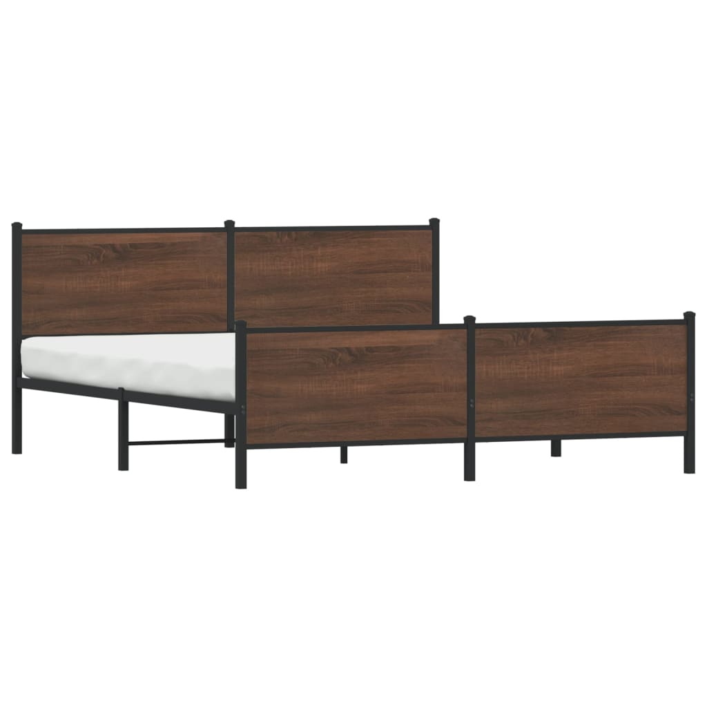 vidaXL Estructura de cama sin colchón metal roble marrón 180x200 cm