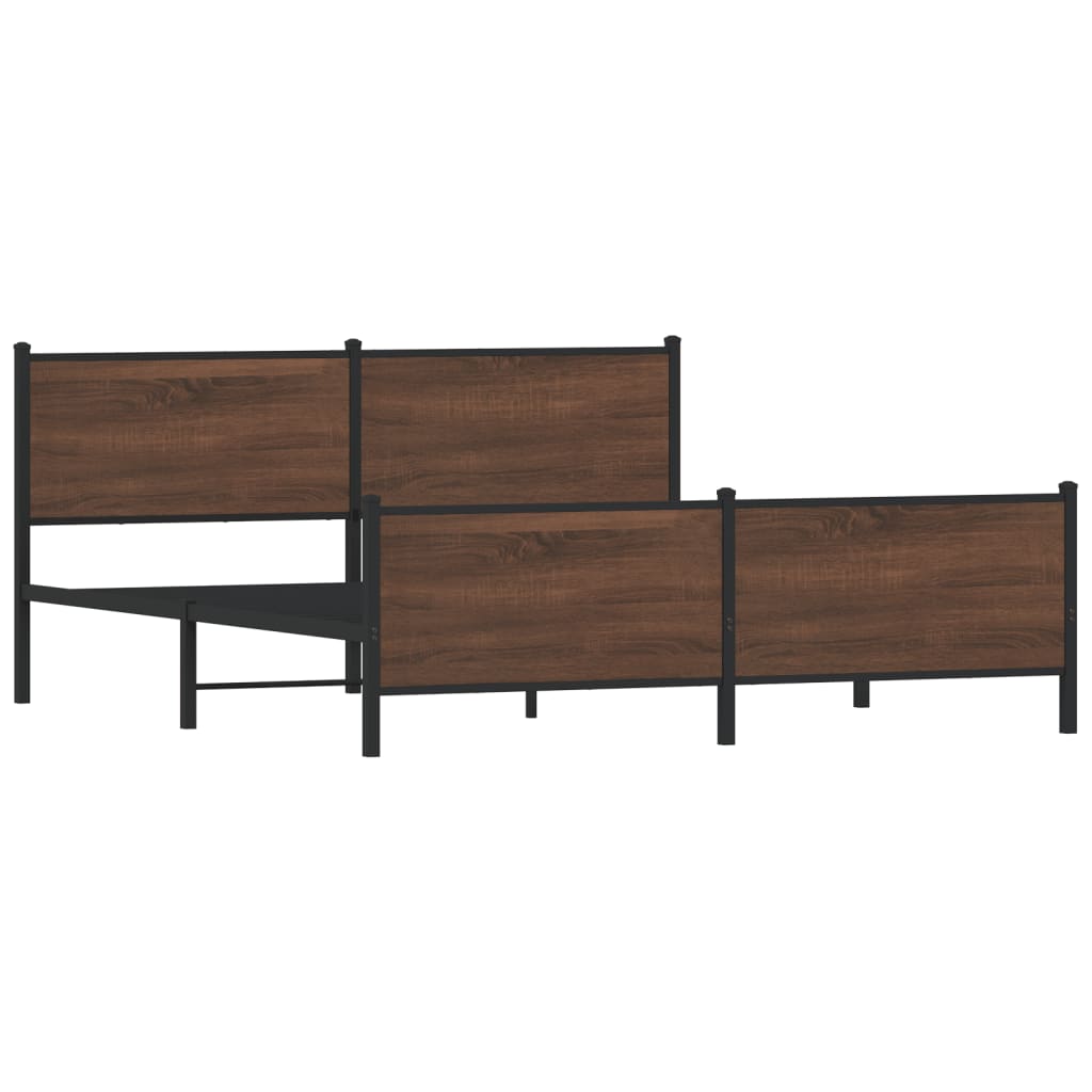 vidaXL Estructura de cama sin colchón metal roble marrón 193x203 cm