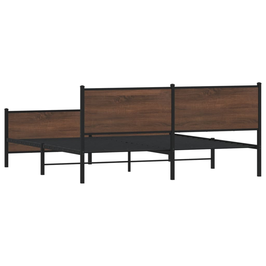 vidaXL Estructura de cama sin colchón metal roble marrón 193x203 cm