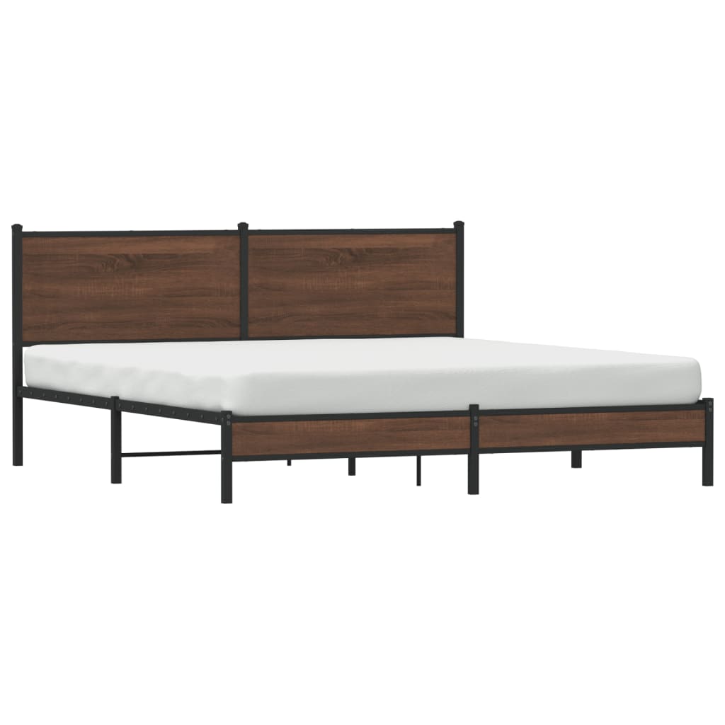 vidaXL Estructura de cama sin colchón metal roble marrón 180x200 cm