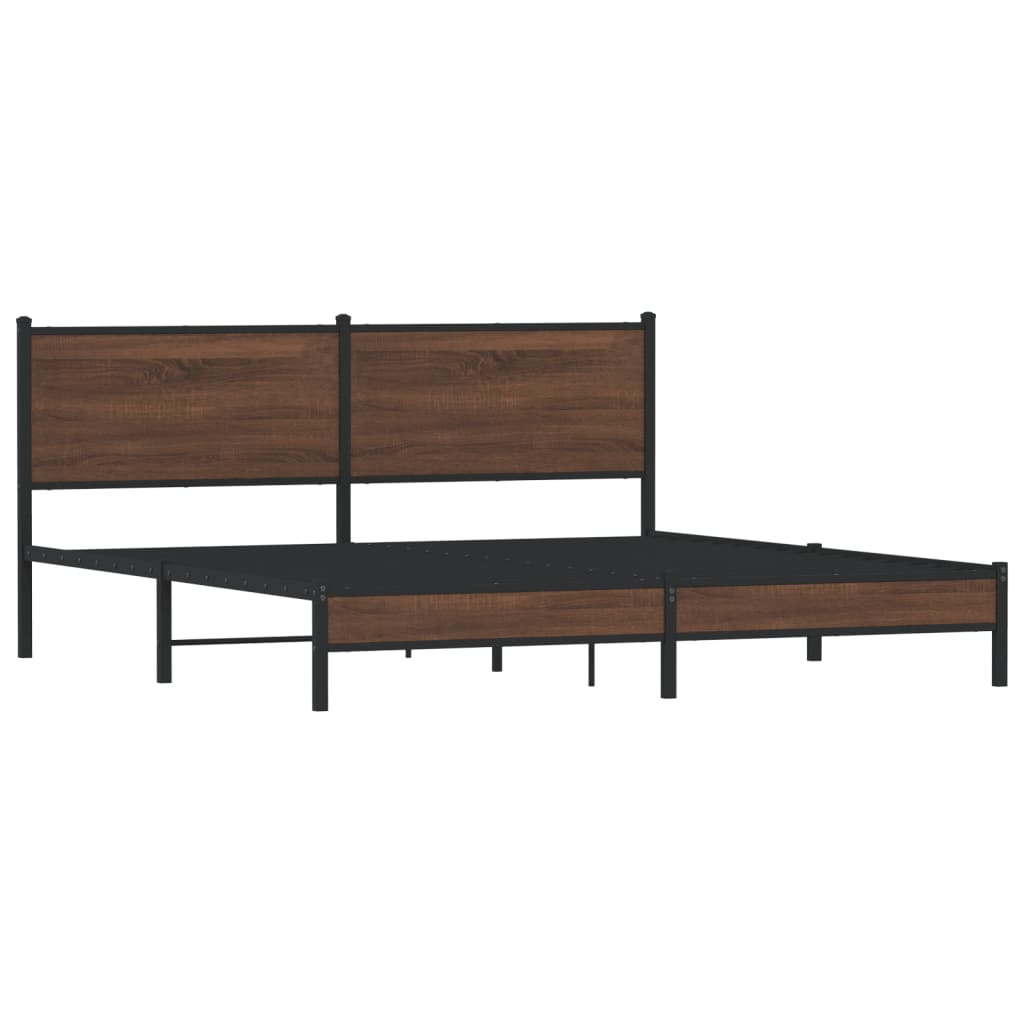 vidaXL Estructura de cama sin colchón metal roble marrón 183x213 cm