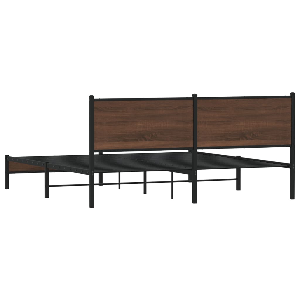 vidaXL Estructura de cama sin colchón metal roble marrón 183x213 cm