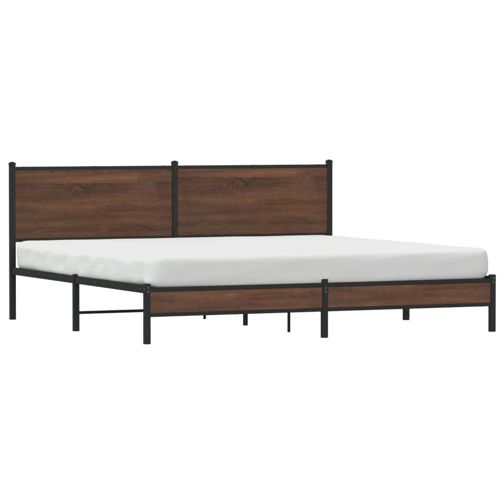 vidaXL Estructura de cama sin colchón metal roble marrón 193x203 cm