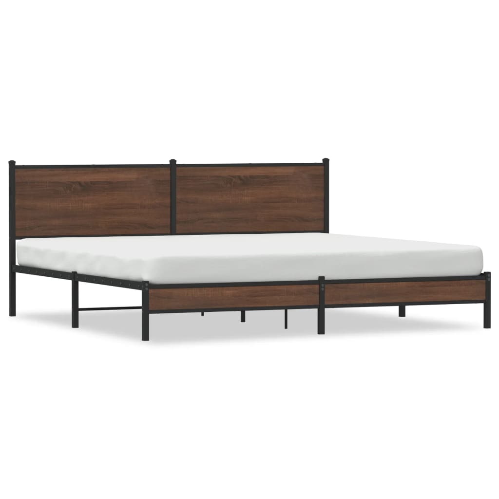 vidaXL Estructura de cama sin colchón metal roble marrón 193x203 cm