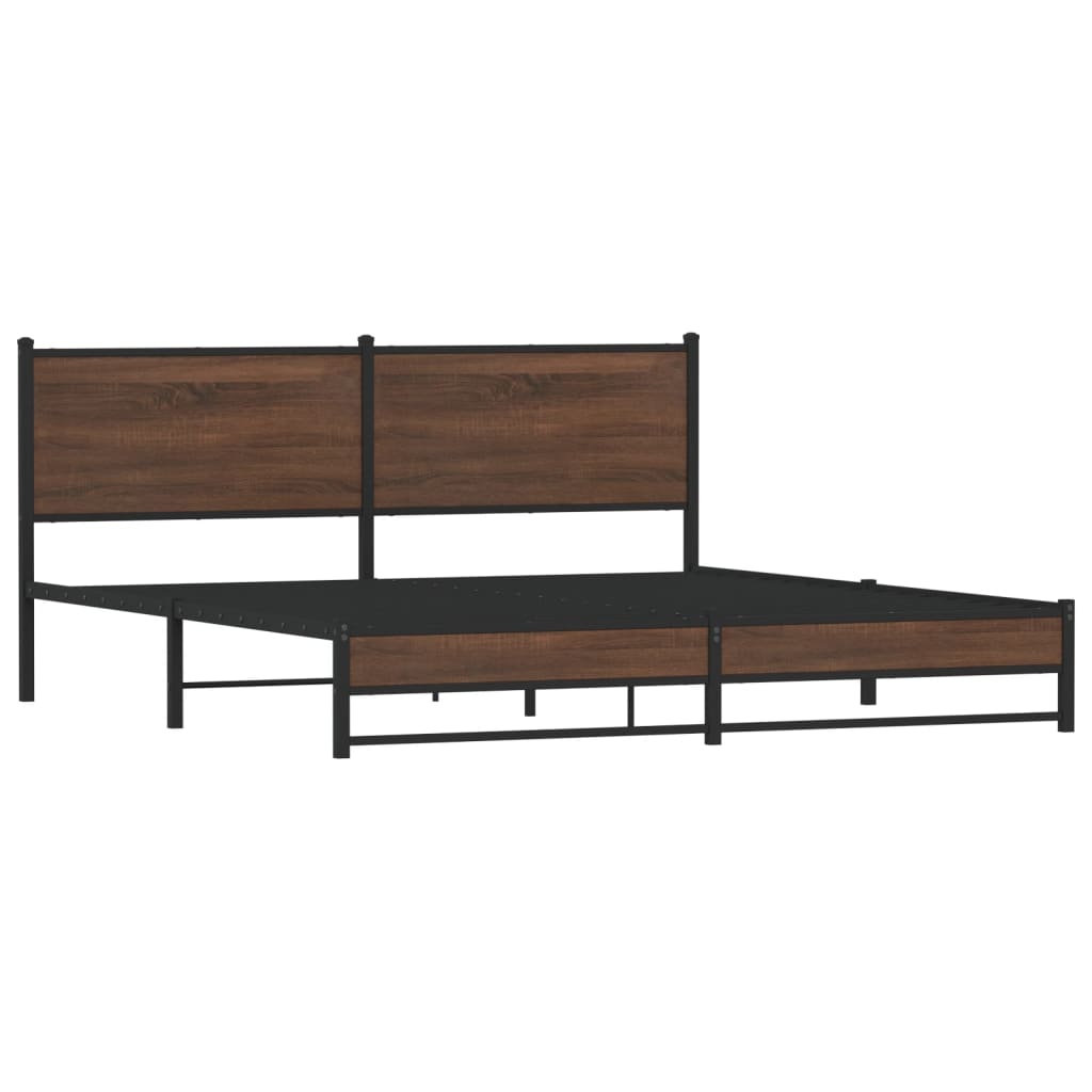 vidaXL Estructura de cama sin colchón metal roble marrón 180x200 cm