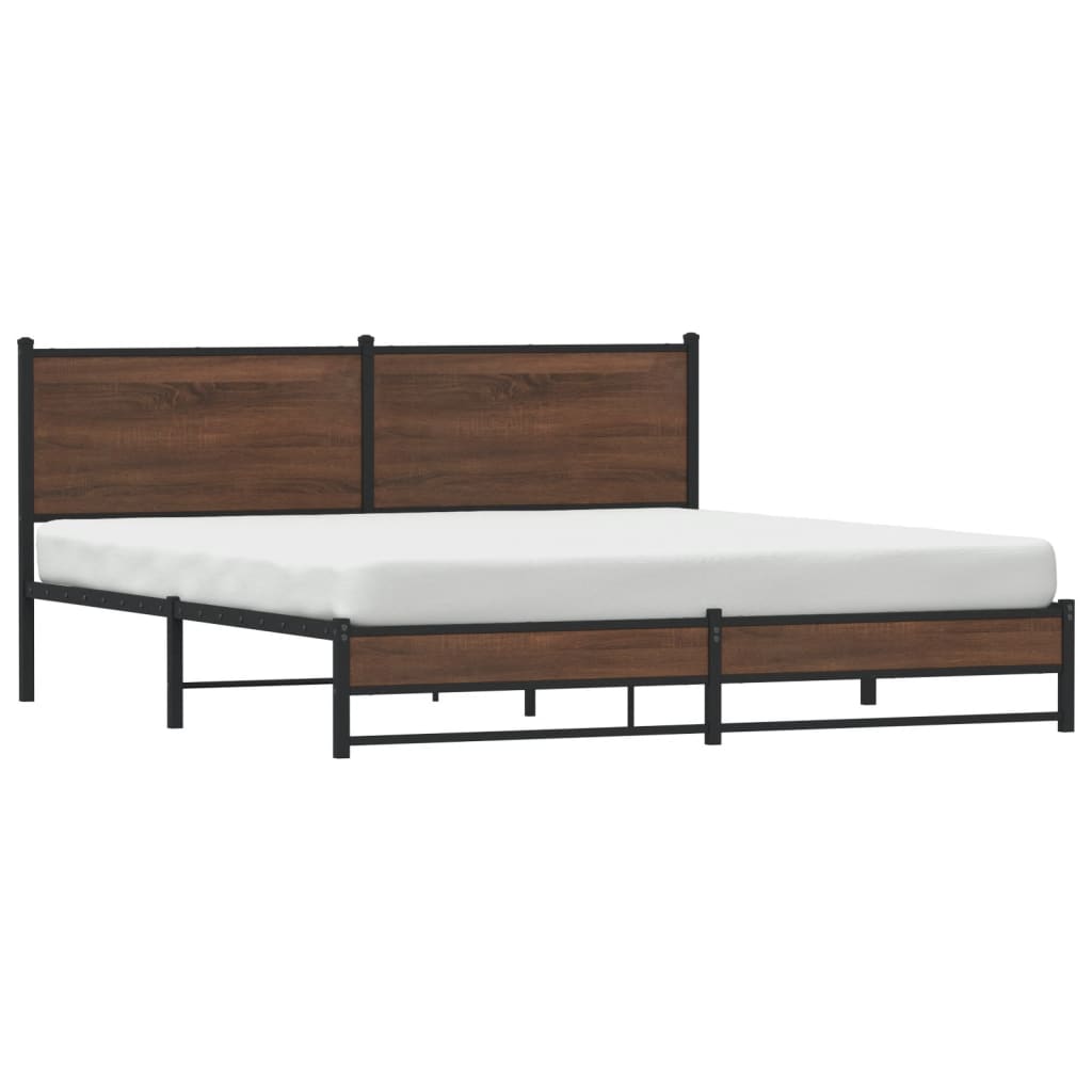 vidaXL Estructura de cama sin colchón metal roble marrón 180x200 cm