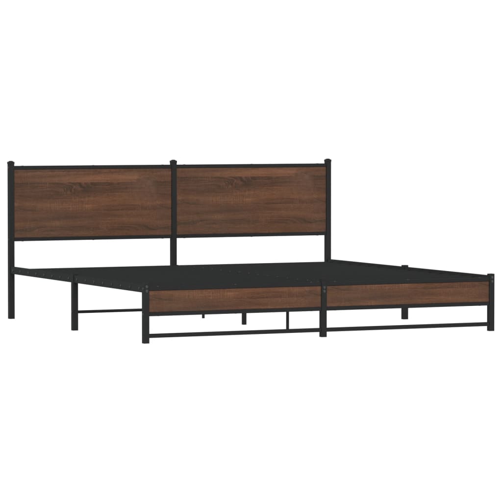 vidaXL Estructura de cama sin colchón metal roble marrón 193x203 cm