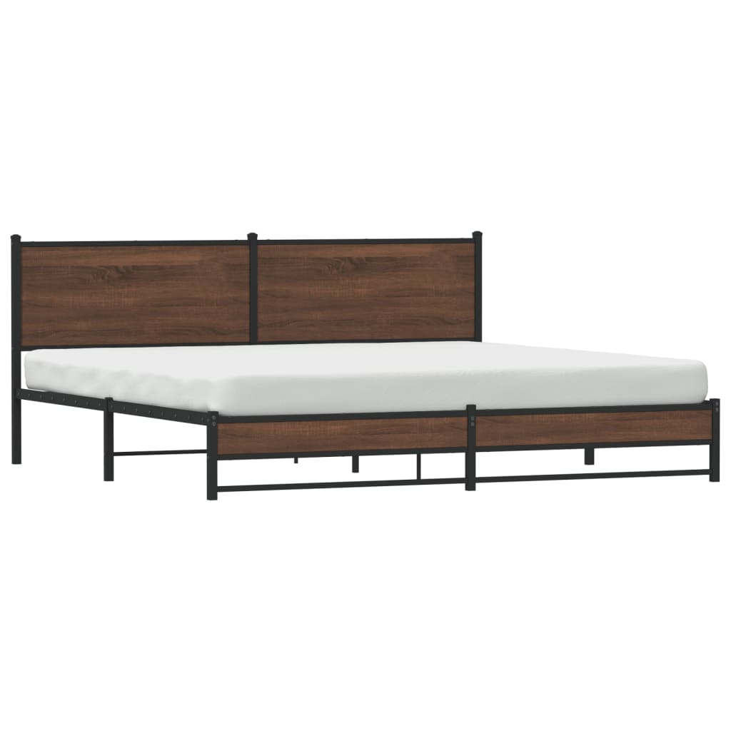 vidaXL Estructura de cama sin colchón metal roble marrón 193x203 cm