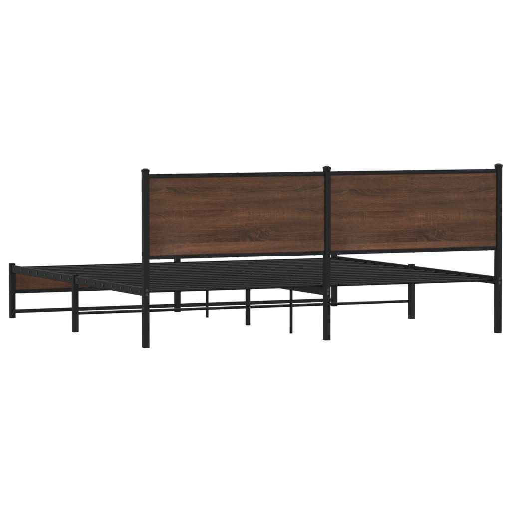 vidaXL Estructura de cama sin colchón metal roble marrón 193x203 cm