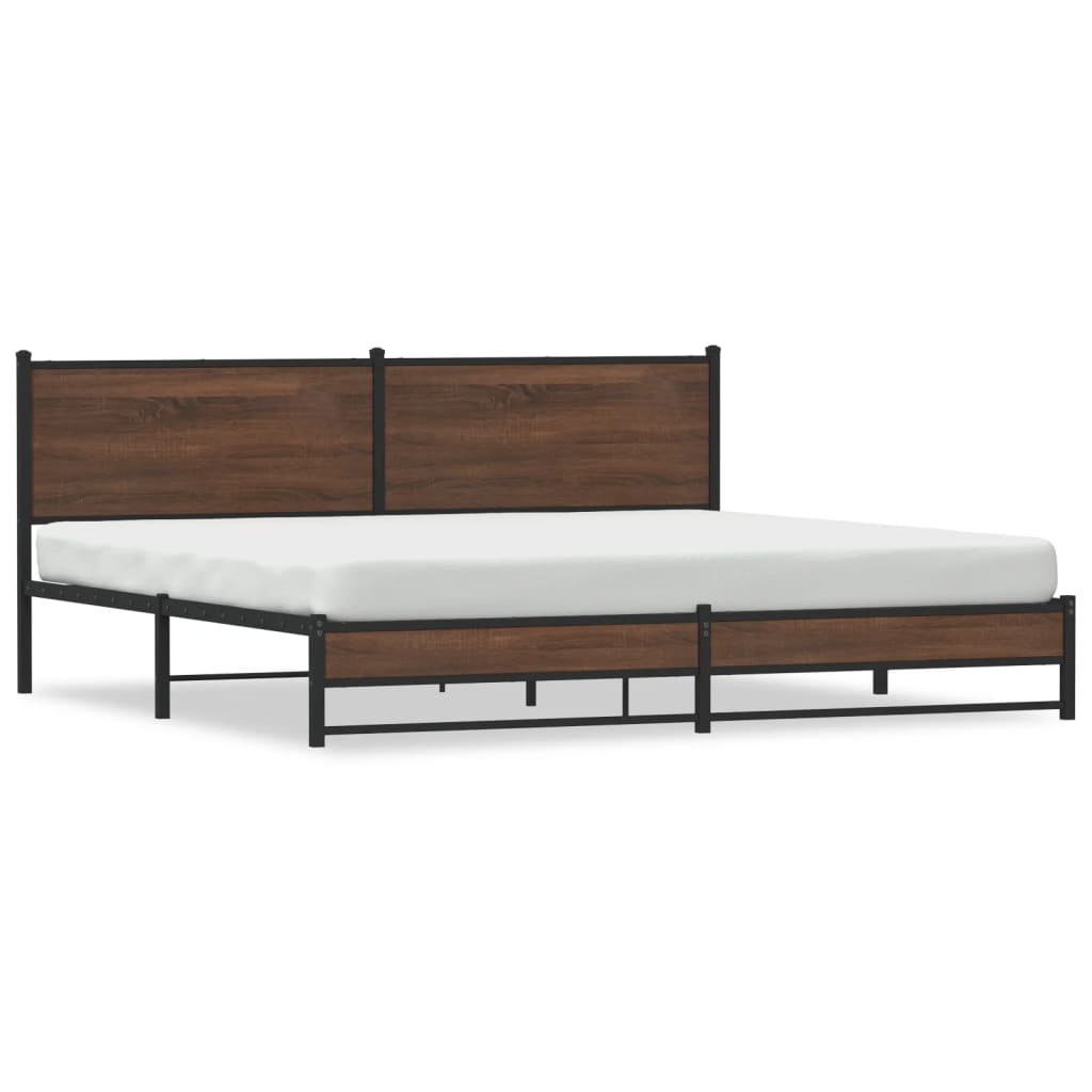 vidaXL Estructura de cama sin colchón metal roble marrón 193x203 cm