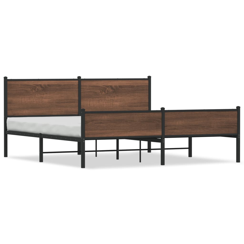 vidaXL Estructura de cama sin colchón metal roble marrón 180x200 cm