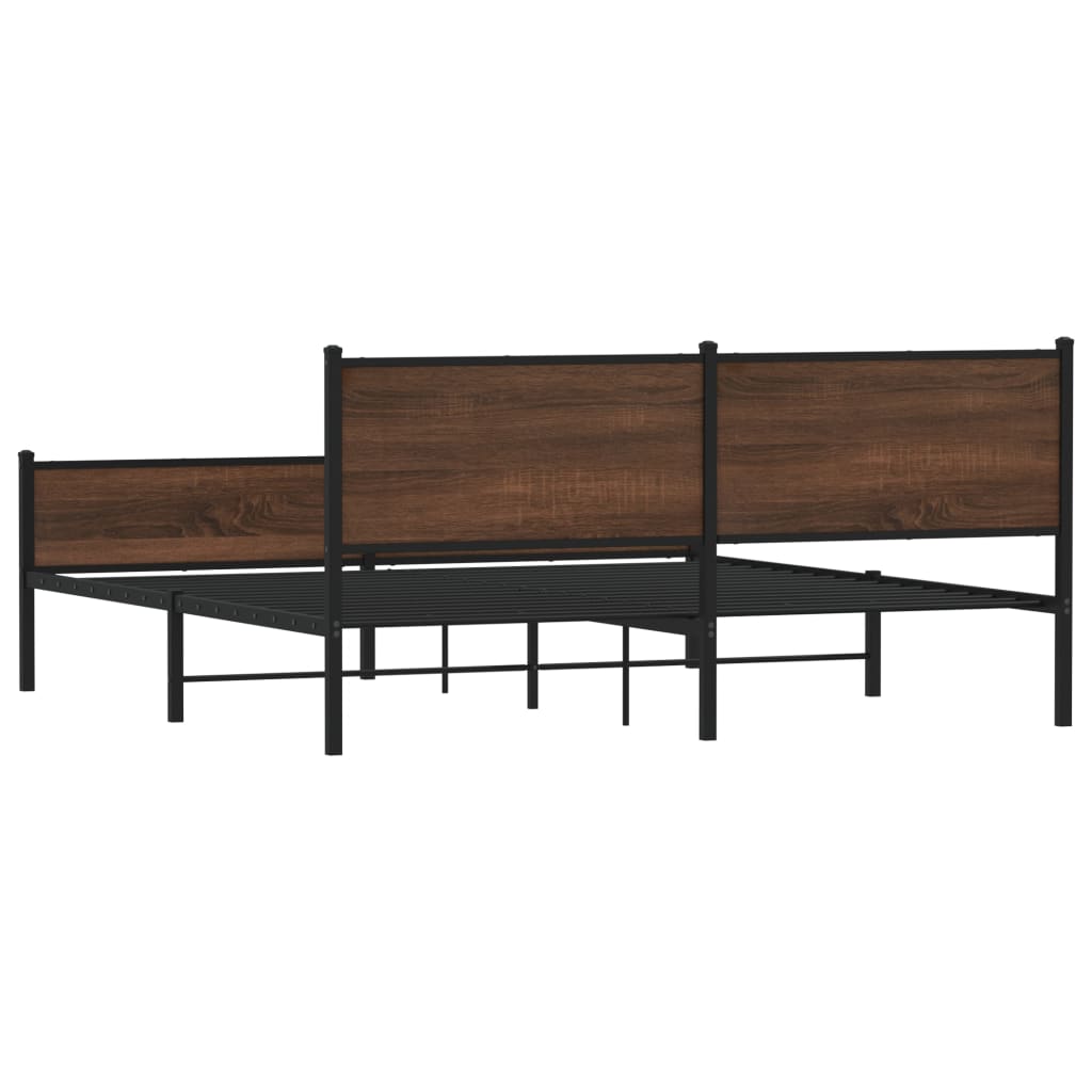 vidaXL Estructura de cama sin colchón metal roble marrón 183x213 cm