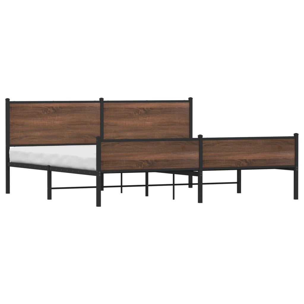 vidaXL Estructura de cama sin colchón metal roble marrón 193x203 cm