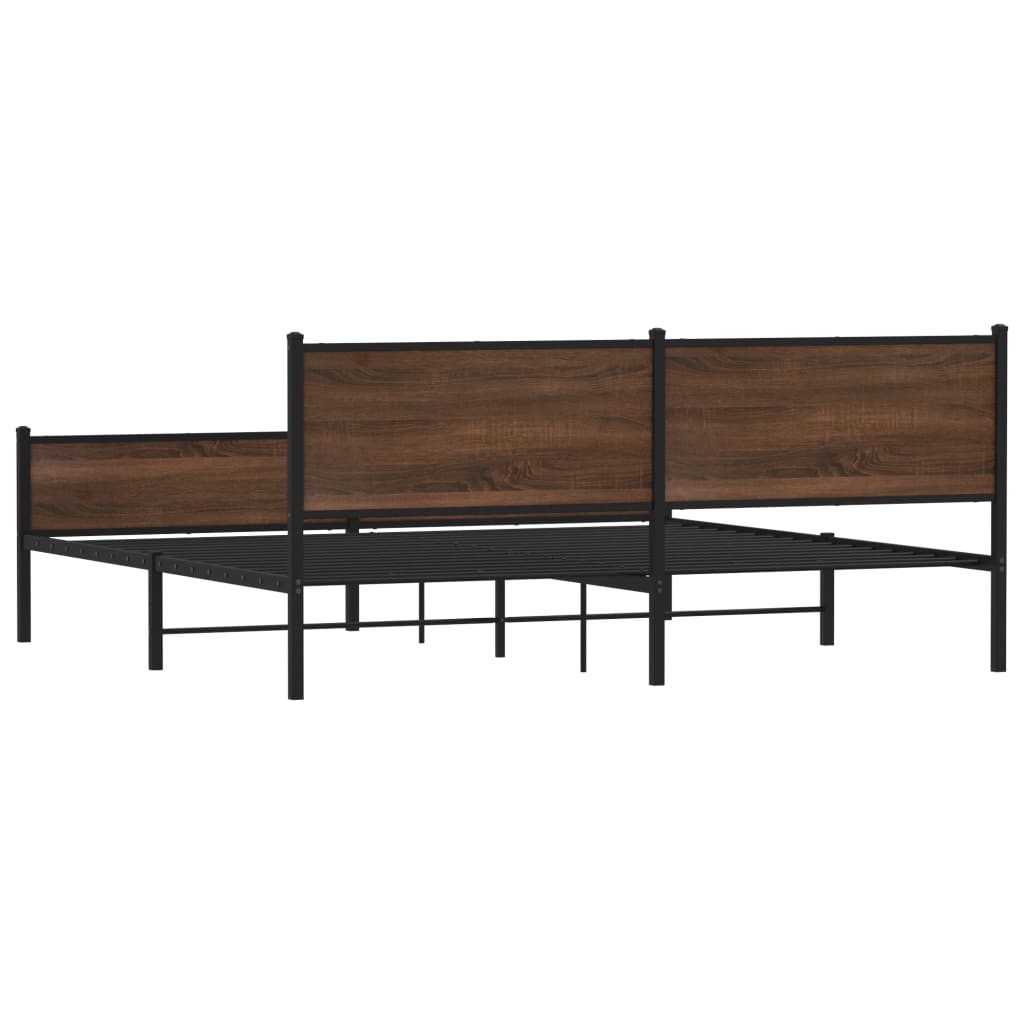 vidaXL Estructura de cama sin colchón metal roble marrón 193x203 cm